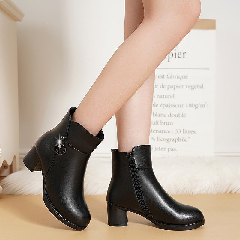 Bota Feminina de Couro Inverno Cont