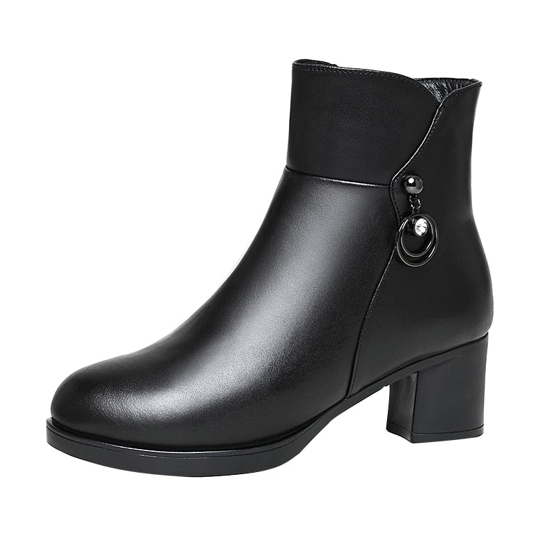 Bota Feminina de Couro Inverno Cont