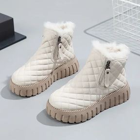 Bota Feminina de Inverno Confortável Xadrez