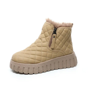 Bota Feminina de Inverno Confortável Xadrez