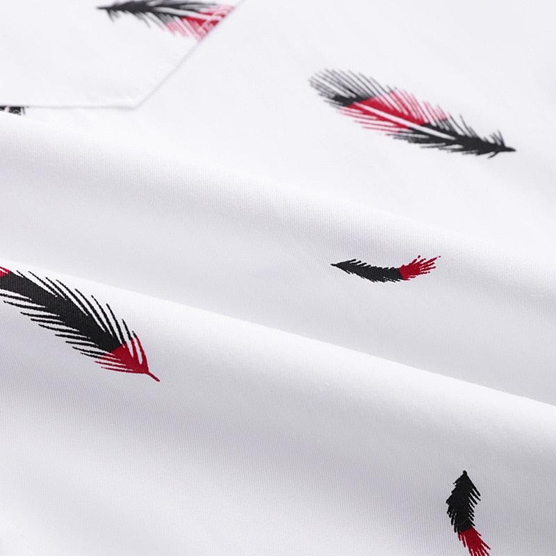 Camisa Masculina Manga Curta Estampada Feathers