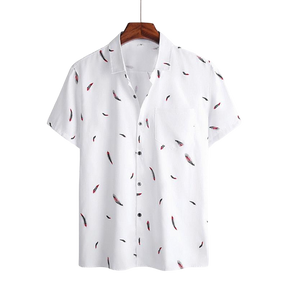 Camisa Masculina Manga Curta Estampada Feathers