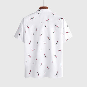 Camisa Masculina Manga Curta Estampada Feathers